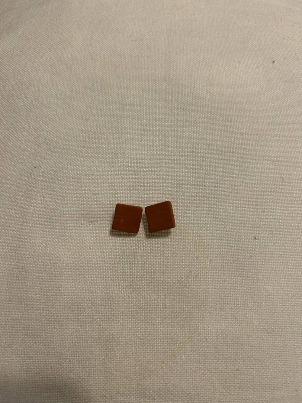 Simple Square Clay Stud Earrings - Burnt Orange